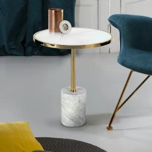 Mesa Aux. Dekala Blanco/Oro Ø46
