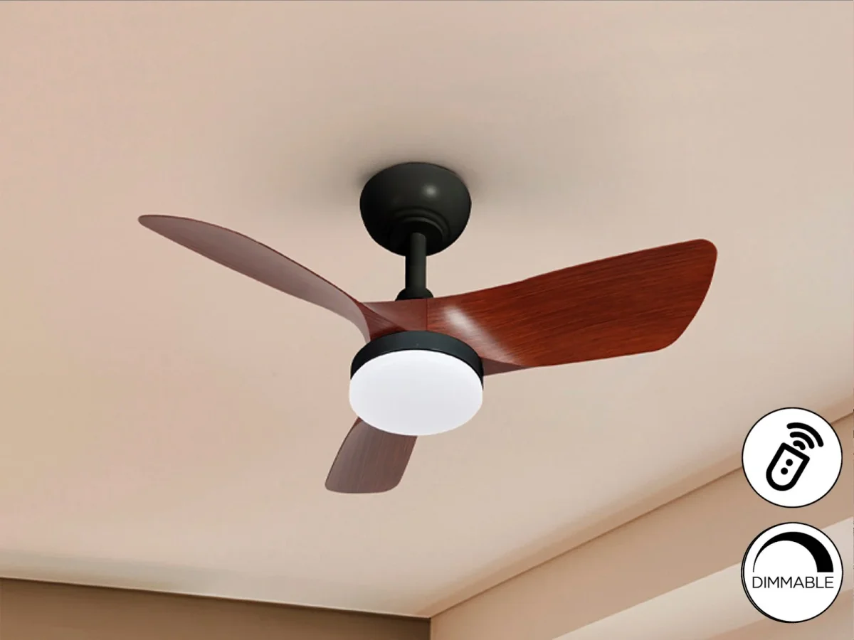 Tropic- Ventilador Negro/Nogal