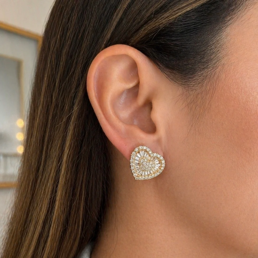Aretes Corazón Diamante - Imagen 4