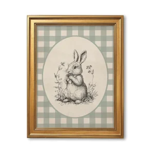 Cuadro Conejo Floral Vintage
