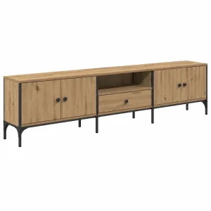 Mueble de TV de Madera de Roble Artesanal 200x25x44 cm, Almacenamiento Multimedia