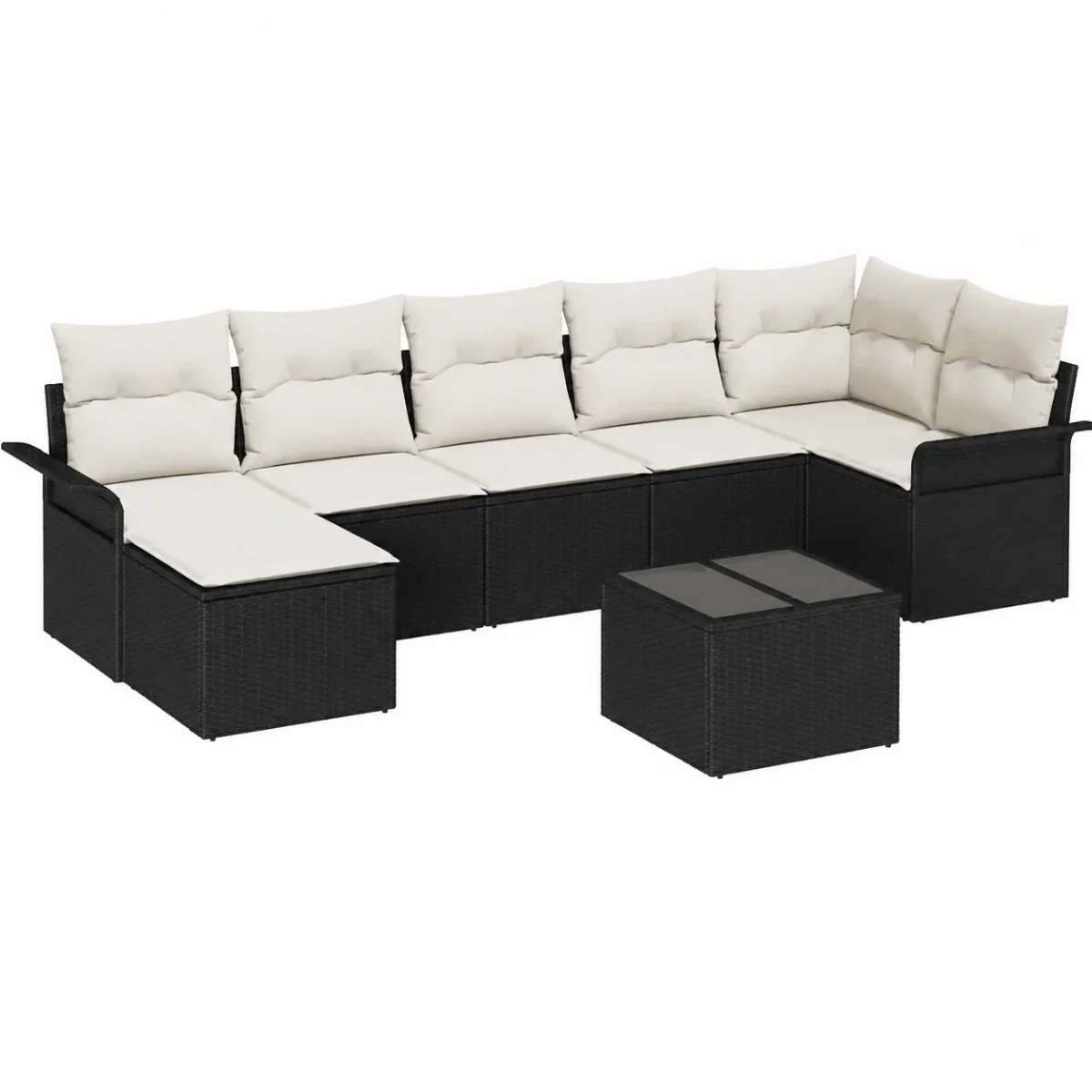 Conjunto Modular de Sofá para Jardín de 7 Piezas con Cojines B/N, Muebles de Exterior