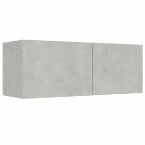 Armario de TV en Contrachapado de Hormigón Gris 120x30x30cm para Salón