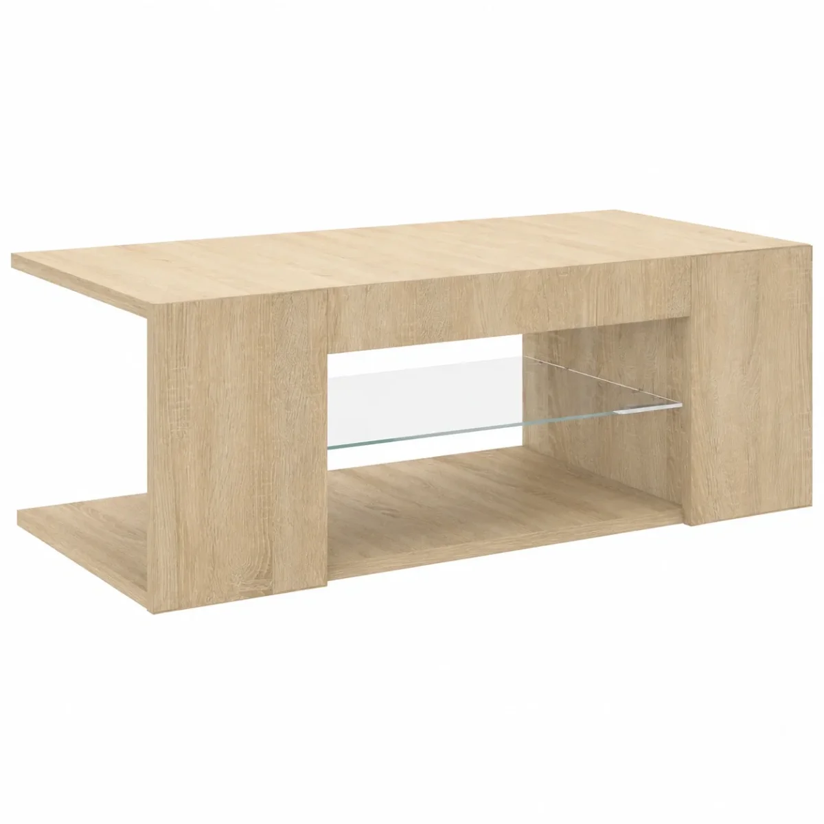 Mueble TV con LED y Estante, Roble Sonoma, 90x39x30 cm