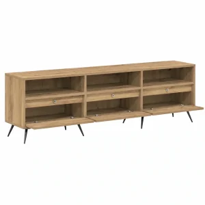 Mesa de TV de Madera Roble 150 cm, Mueble Bajo de Almacenamiento Moderno