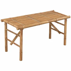 Banco de bambú plegable 118 cm para jardín con cojines, resistente a la intemperie
