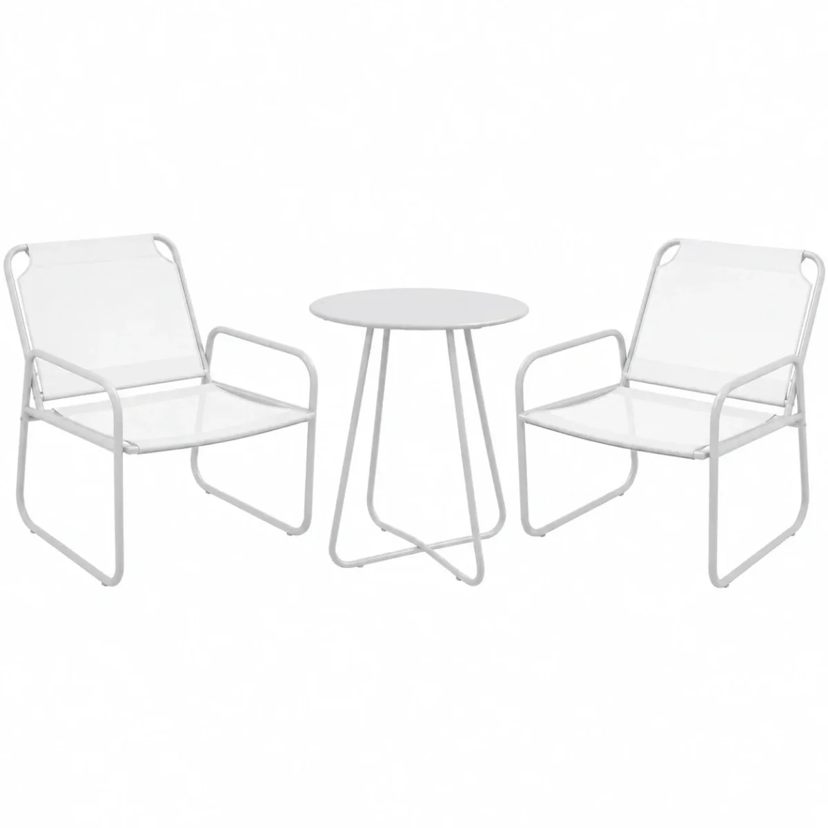 Outsunny Set de Jardín: Mesa Redonda y 2 Sillas con Estructura de Acero y Cojines Ajustables - Imagen 2