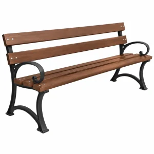 Banco de Jardín de Metal y Madera 170 cm Resistente al Clima para Exterior
