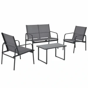 Set de Muebles para Exterior: Sofá, Sillones y Mesa en Gris