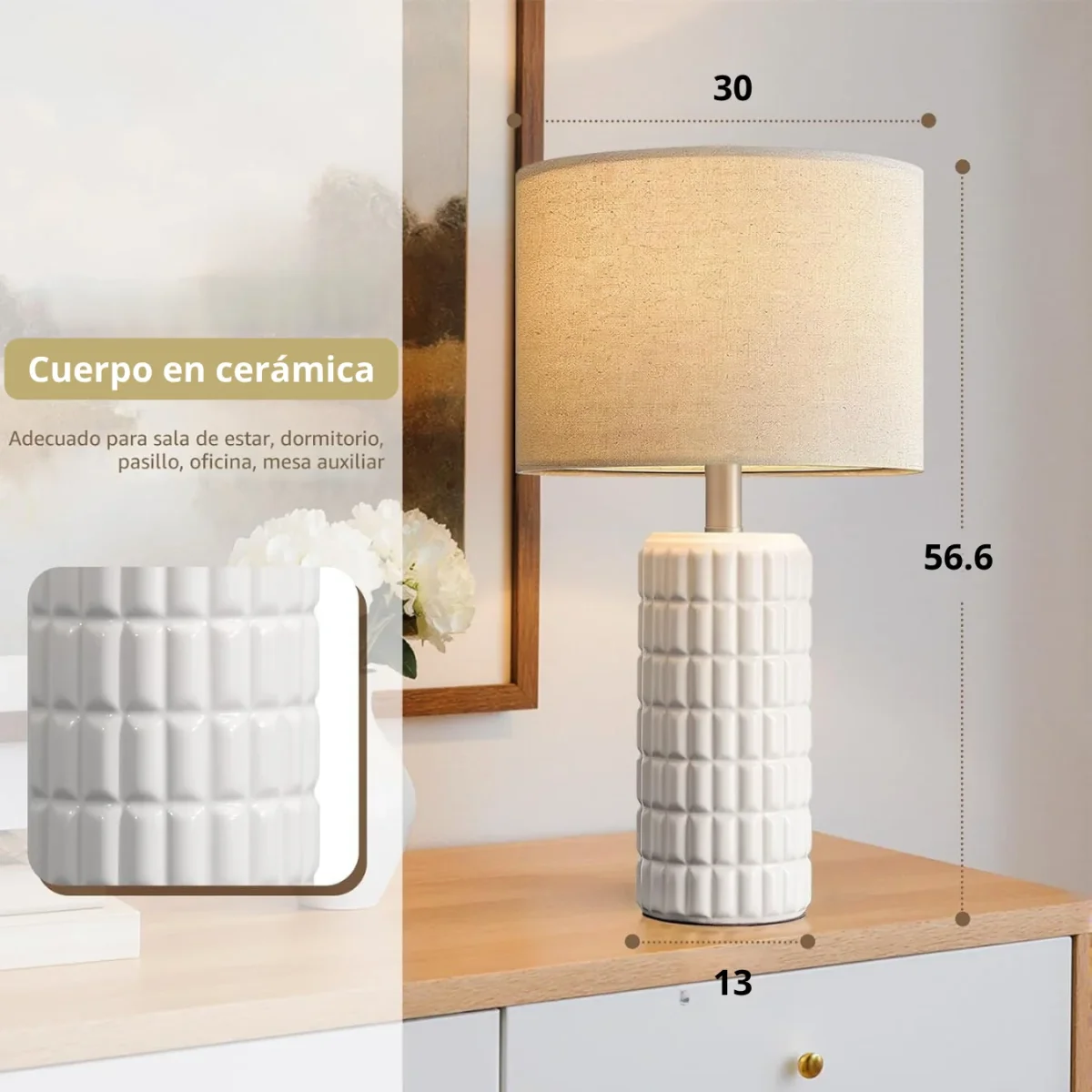 Lámpara de Mesa Cerámica Alabastro (Juego por 2 unidades) - Imagen 6