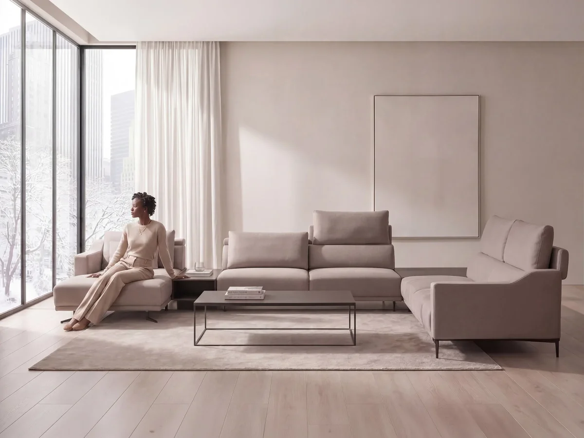 Milda Open Corner Sofa with Table